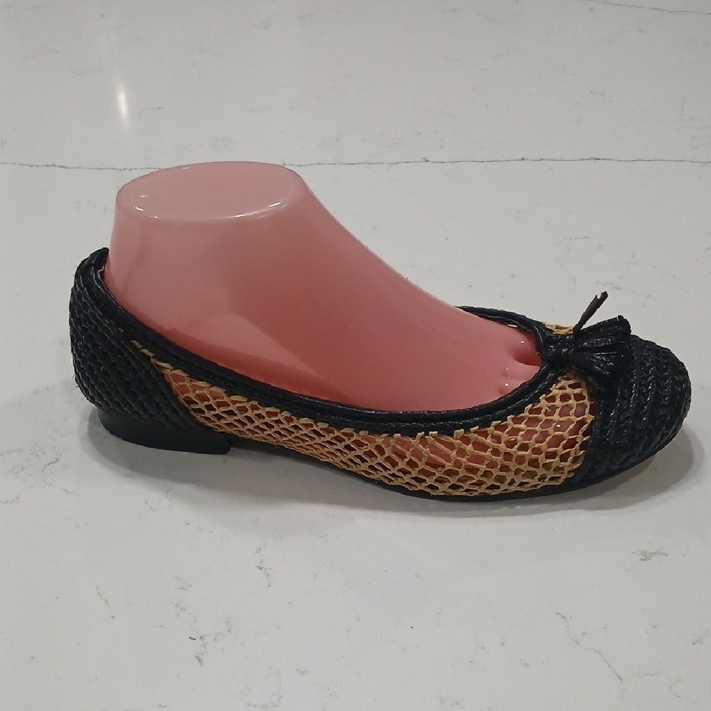 Zara Black and Tan Woven Flats Sz7.5 Europe Sz38 Gentle Used